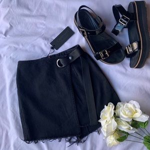 NWT Carmar Denim Black Wrap Skirt